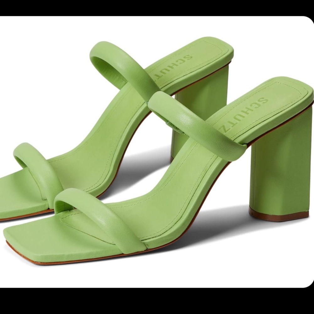 Schutz Ully lime green leather heeled sandals